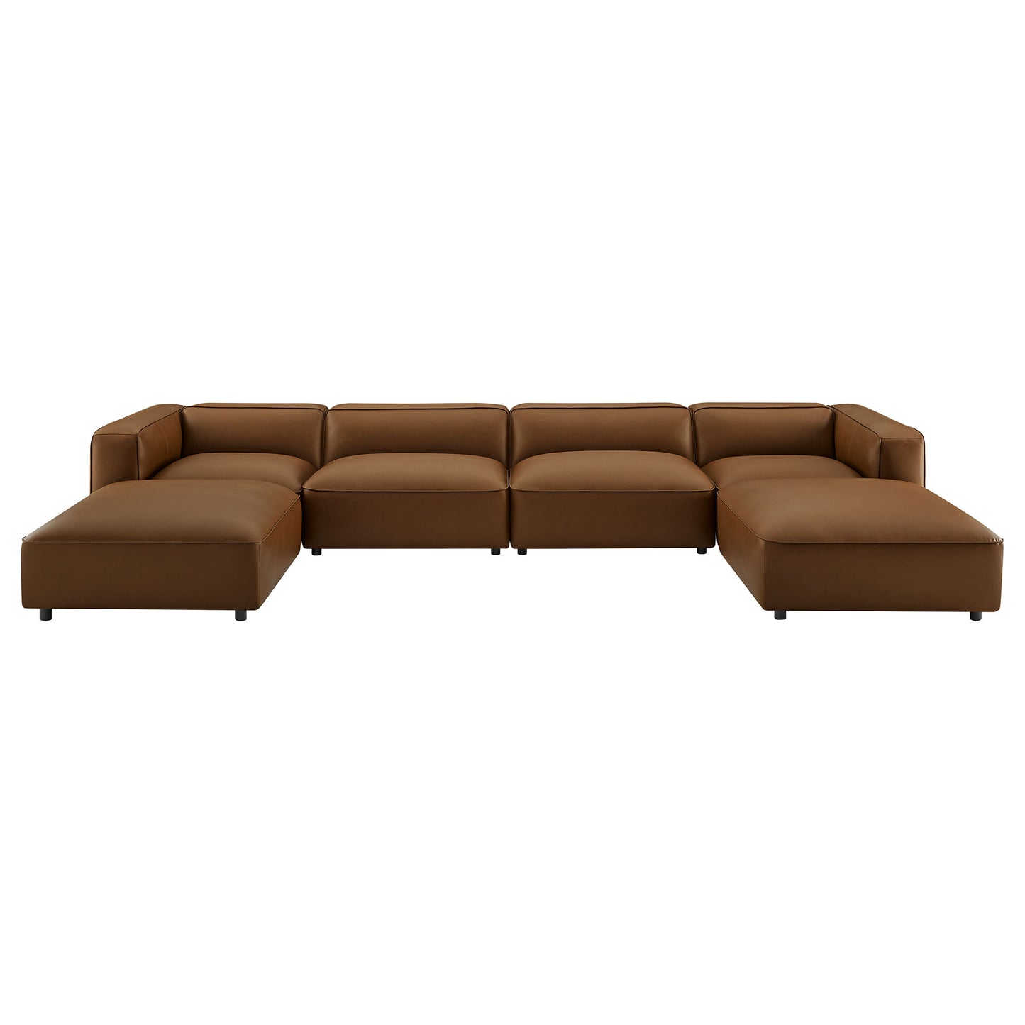 Modway - Auren 6-Piece Upholstered Vegan Leather Modular Sofa by Modway  Living Room Sofas and Armchairs Brown - EEI-7134-COF