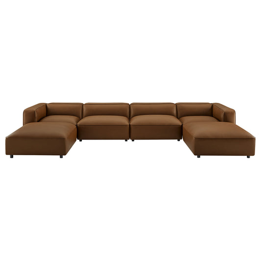 Modway - Auren 6-Piece Upholstered Vegan Leather Modular Sofa by Modway  Living Room Sofas and Armchairs Brown - EEI-7134-COF