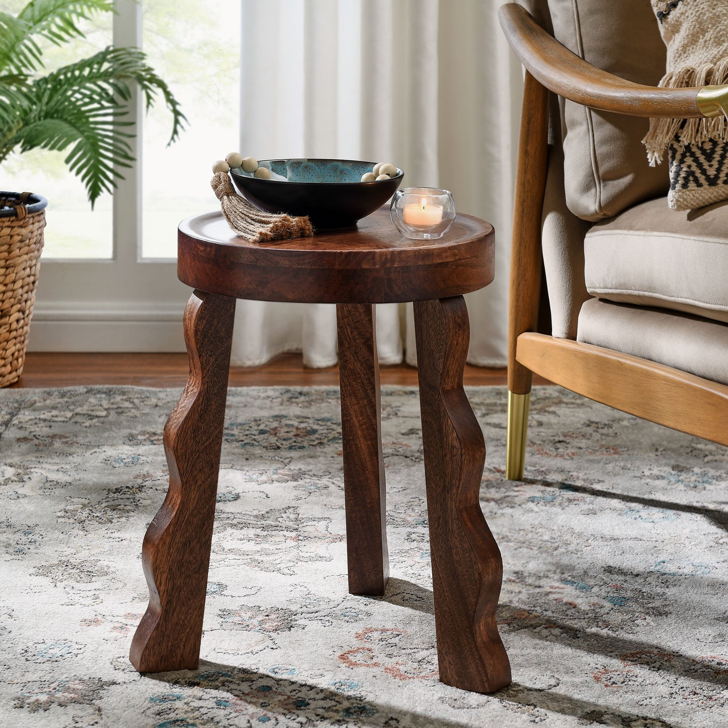 Modway - Sorrel Carved Wood Stool by Modway  Living Room Tables Brown - EEI-7140-WAL