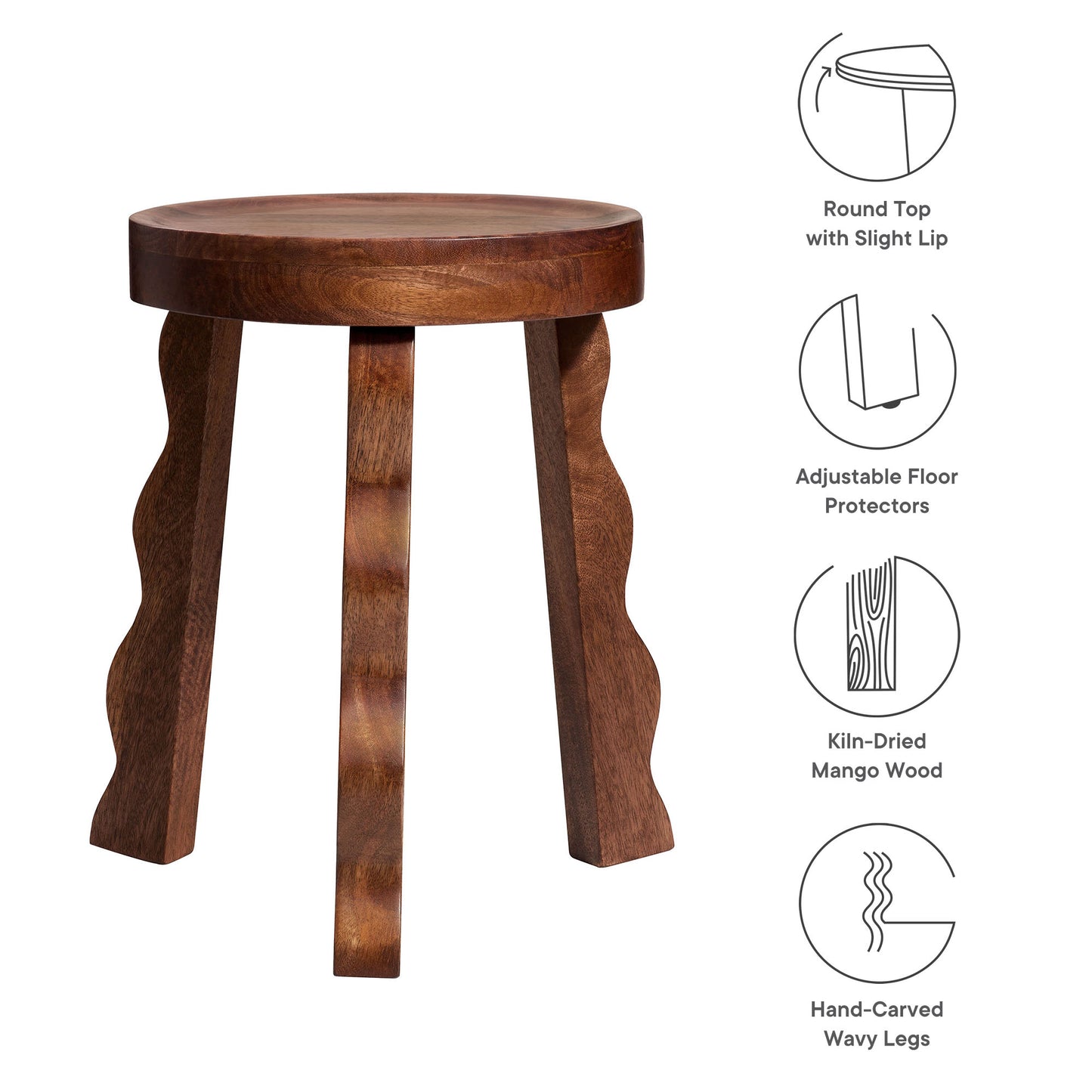 Modway - Sorrel Carved Wood Stool by Modway  Living Room Tables Brown - EEI-7140-WAL