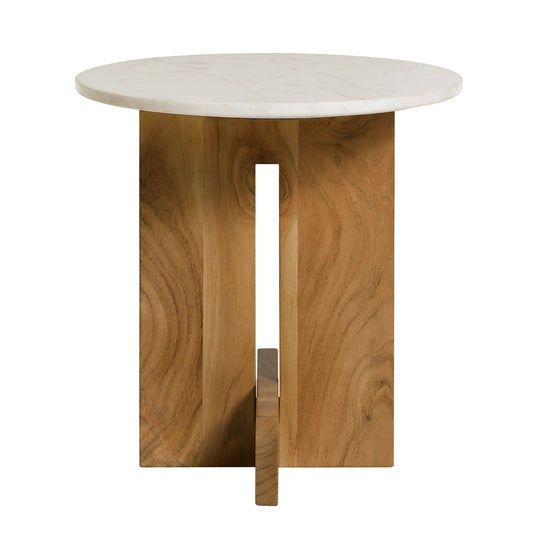 Modway - Tarin Acacia Wood and Marble Side Table by Modway  Living Room Tables Brown - EEI-7141-NAT