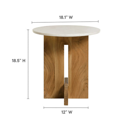 Modway - Tarin Acacia Wood and Marble Side Table by Modway  Living Room Tables Brown - EEI-7141-NAT