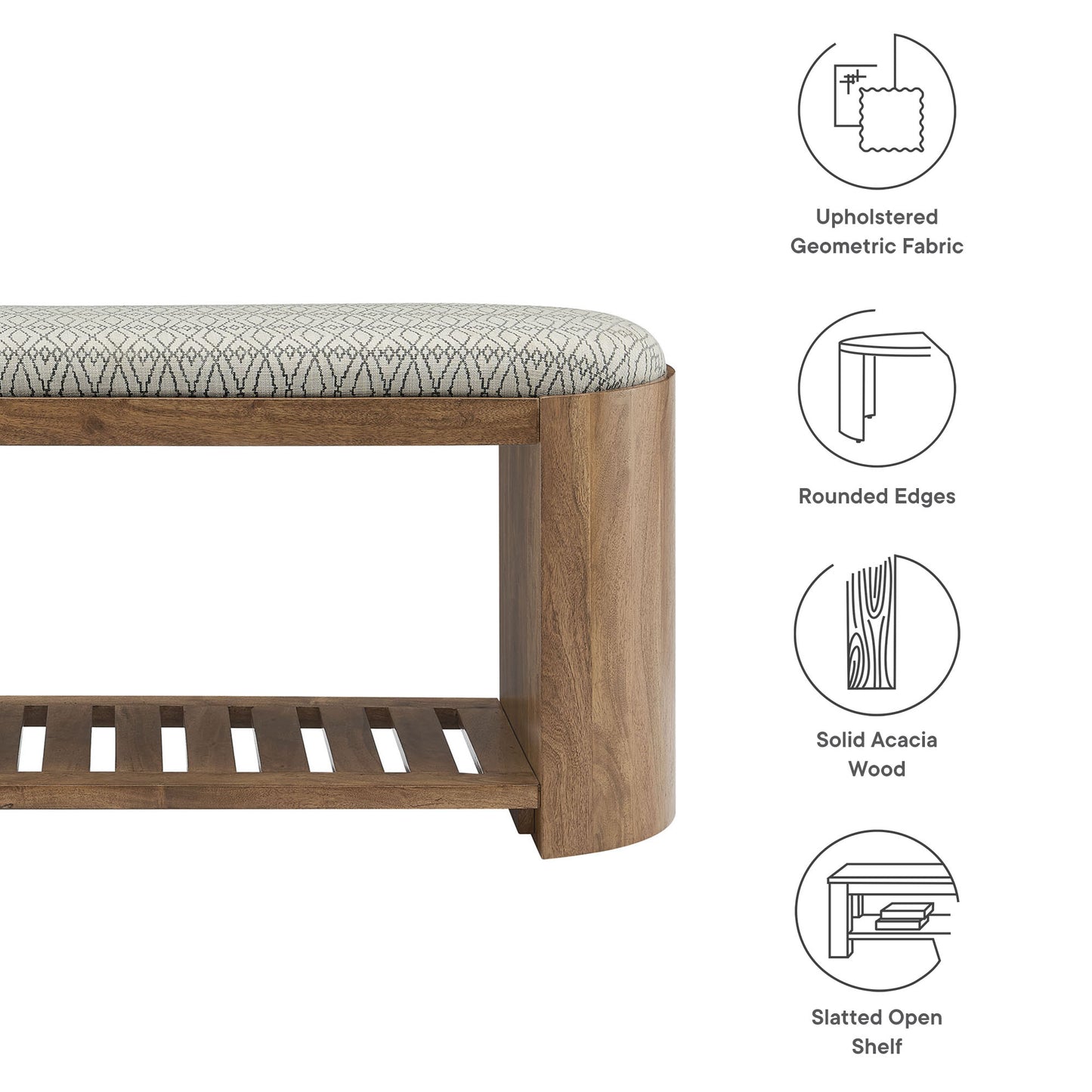 Modway - Ashby 45" Geometric Upholstered Bench by Modway  Living Room Benches and Stools Brown - EEI-7142-NAT-GEO