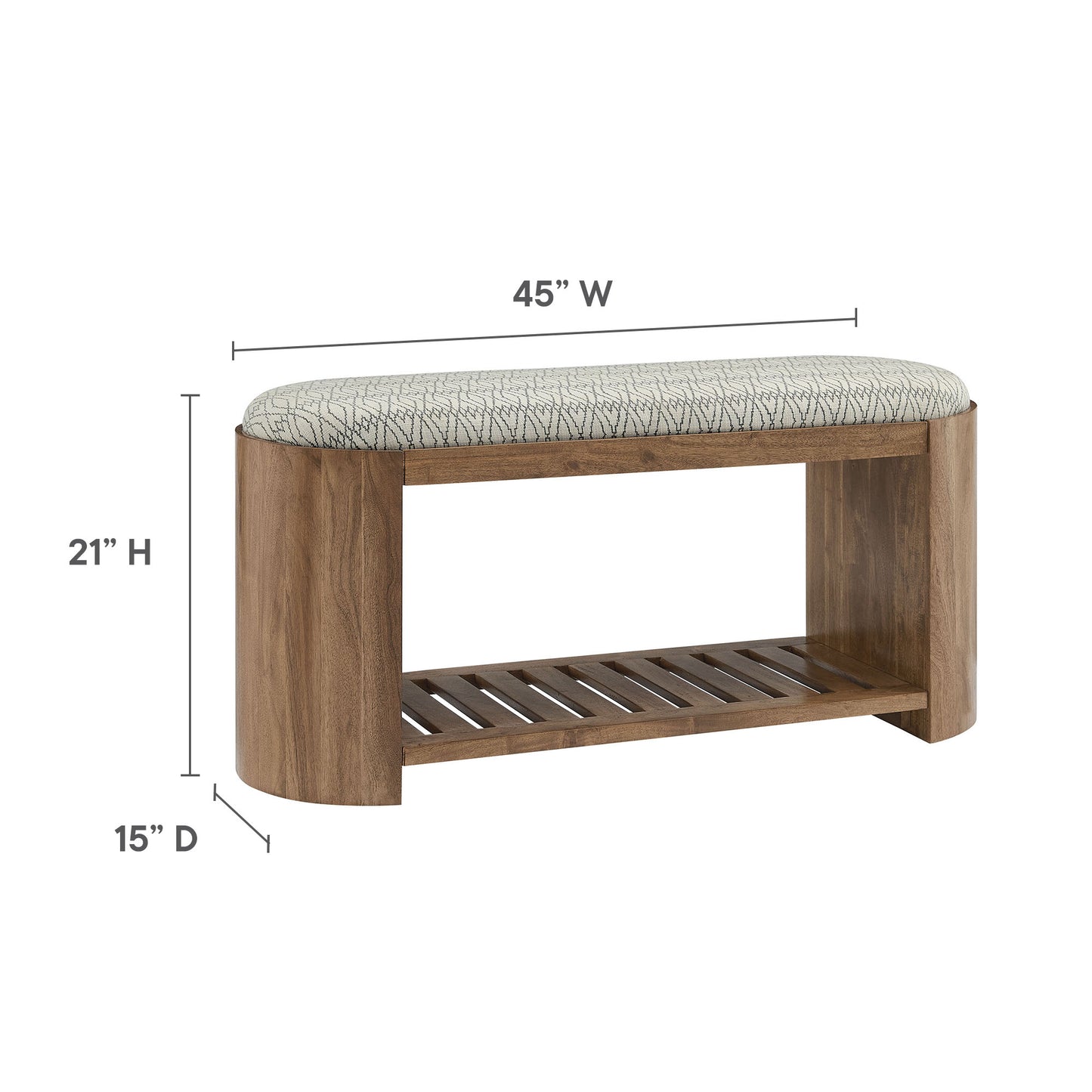 Modway - Ashby 45" Geometric Upholstered Bench by Modway  Living Room Benches and Stools Brown - EEI-7142-NAT-GEO