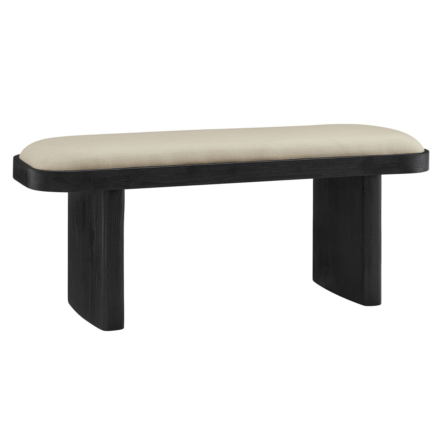 Modway - Iver 43" Upholstered Wood Accent Bench by Modway  Living Room Benches and Stools Gray - EEI-7143-BLK-FLX