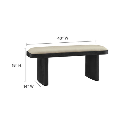 Modway - Iver 43" Upholstered Wood Accent Bench by Modway  Living Room Benches and Stools Gray - EEI-7143-BLK-FLX