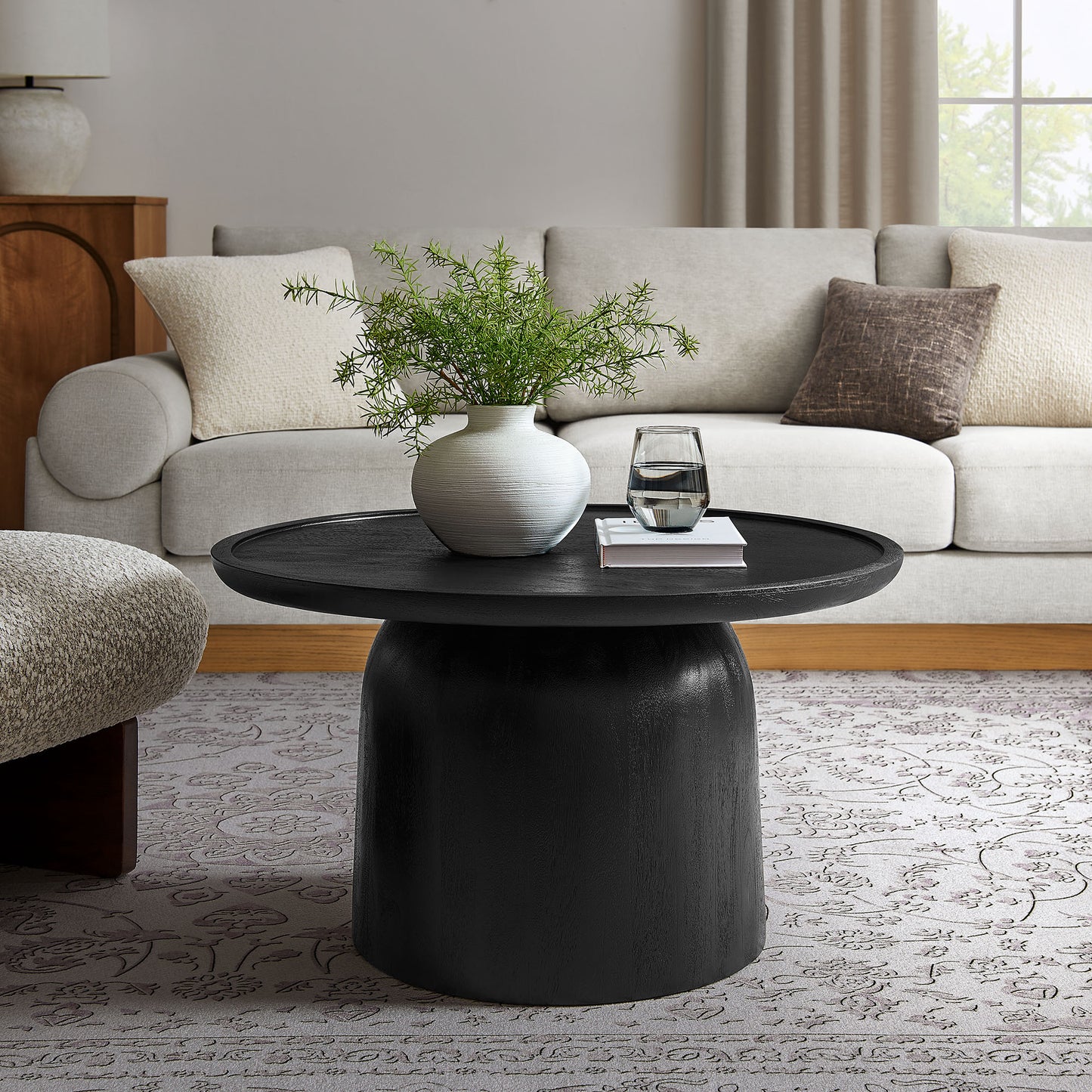 Modway - Holloway 30" Round Wood Coffee Table by Modway  Living Room Tables Black - EEI-7144-BLK