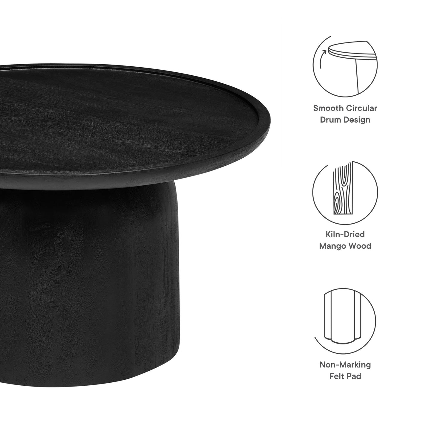 Modway - Holloway 30" Round Wood Coffee Table by Modway  Living Room Tables Black - EEI-7144-BLK