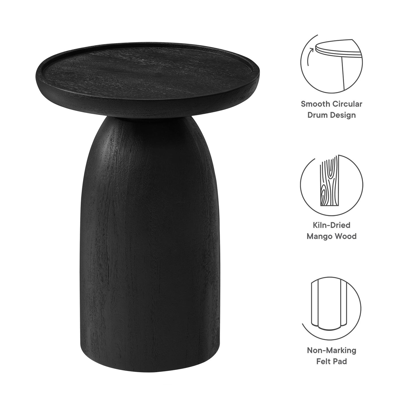 Modway - Holloway Round Wood Side Table by Modway  Living Room Tables Black - EEI-7145-BLK