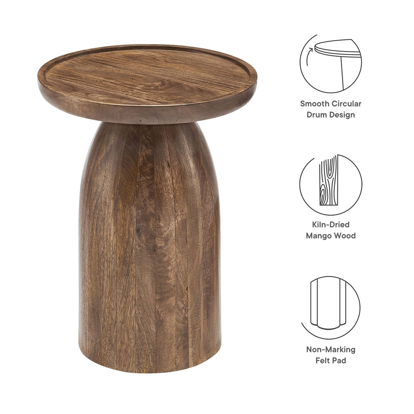 Modway - Holloway Round Wood Side Table by Modway  Living Room Tables Brown - EEI-7145-WAL