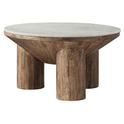 Modway - Ellison 33" Round Wood Coffee Table With Marble Top by Modway  Living Room Tables Brown - EEI-7146-WAL