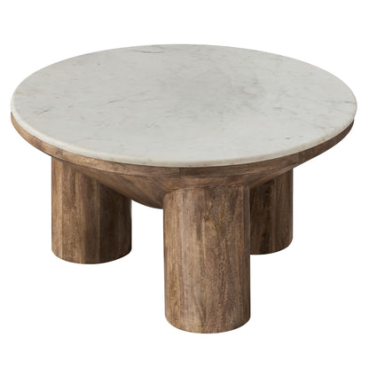 Modway - Ellison 33" Round Wood Coffee Table With Marble Top by Modway  Living Room Tables Brown - EEI-7146-WAL