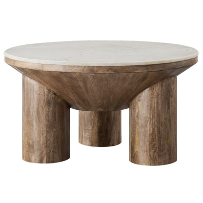 Modway - Ellison 33" Round Wood Coffee Table With Marble Top by Modway  Living Room Tables Brown - EEI-7146-WAL