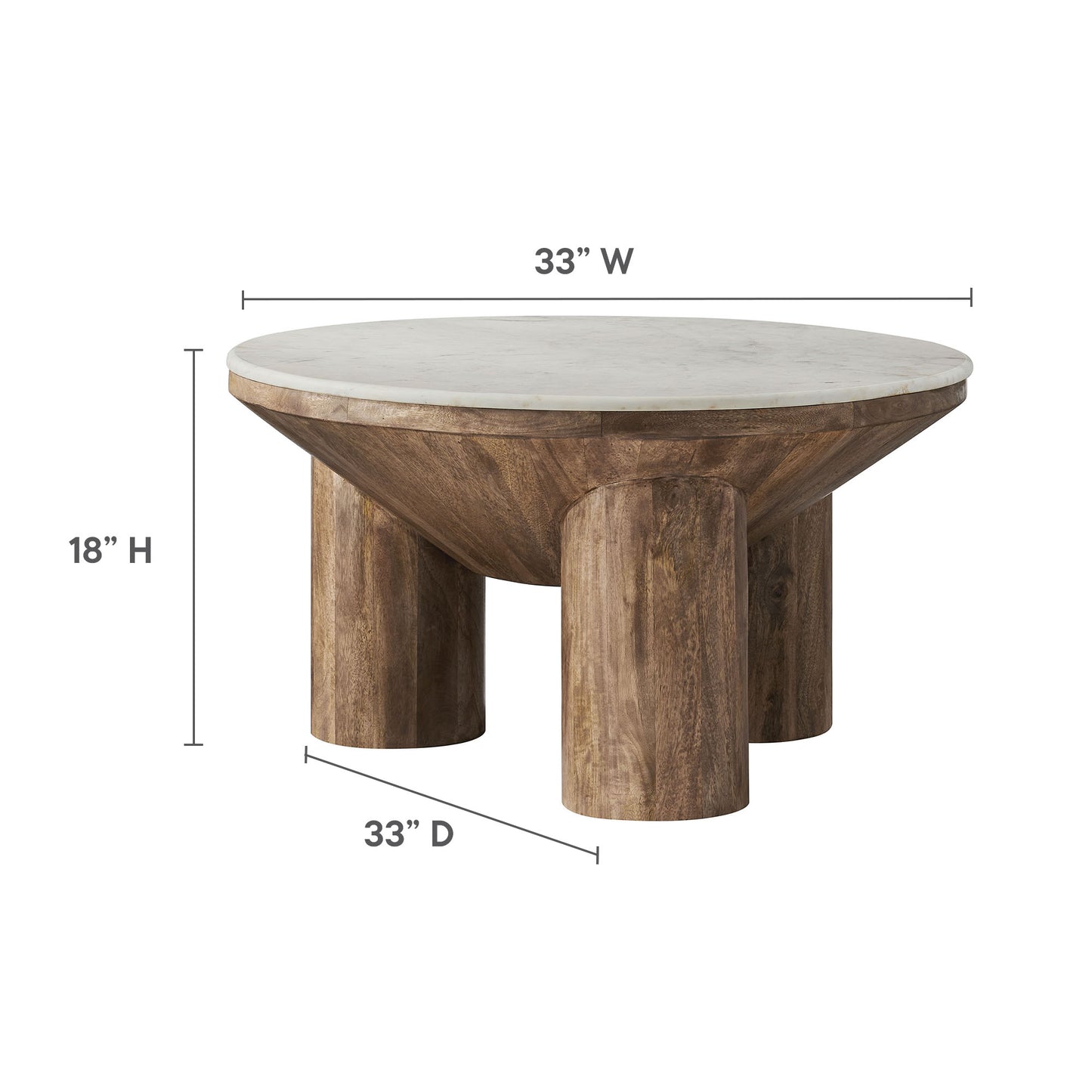Modway - Ellison 33" Round Wood Coffee Table With Marble Top by Modway  Living Room Tables Brown - EEI-7146-WAL
