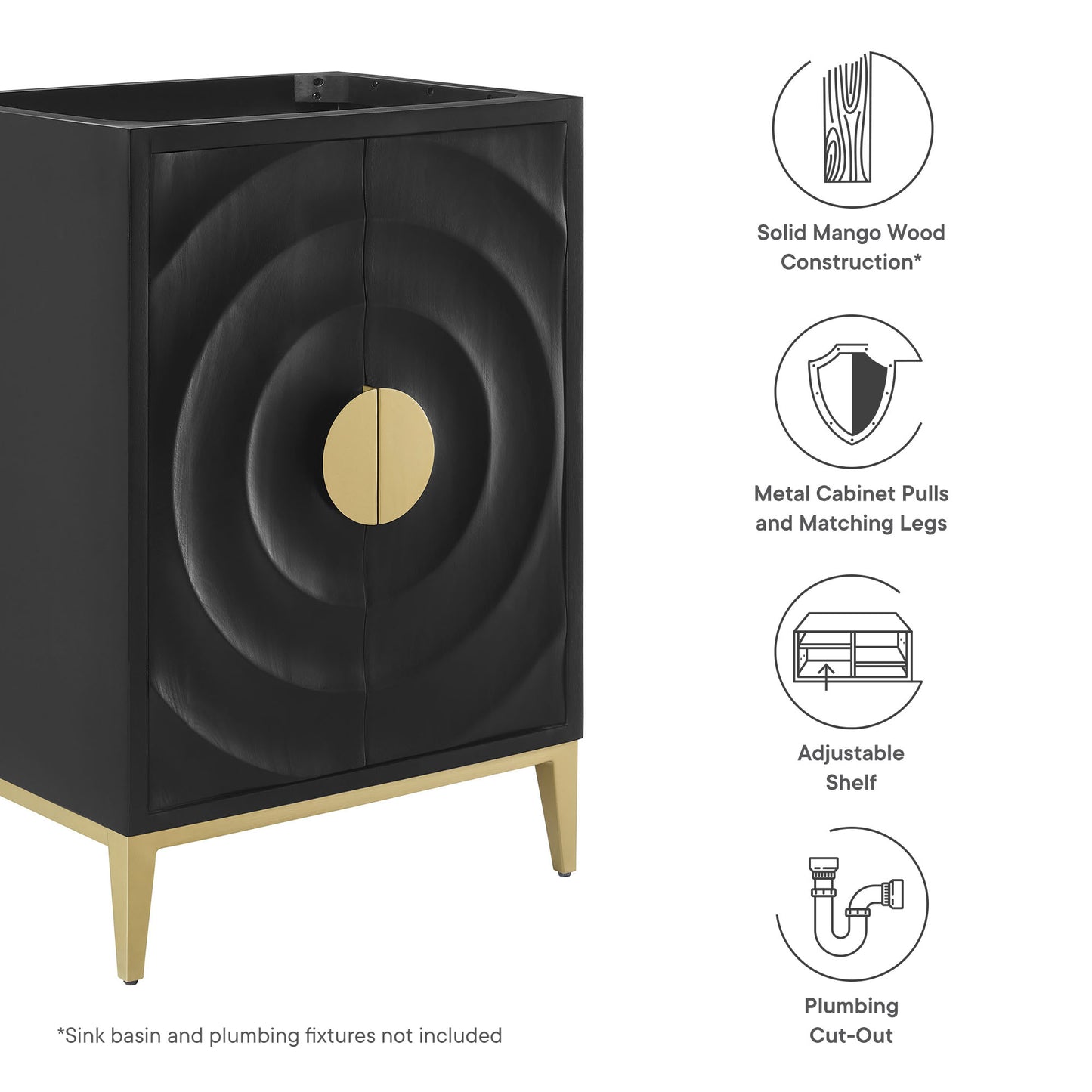 Modway - Beau 24" Bathroom Vanity Cabinet (Sink Basin Not Included) by Modway  Bathroom Vanities Black - EEI-7147-BLK