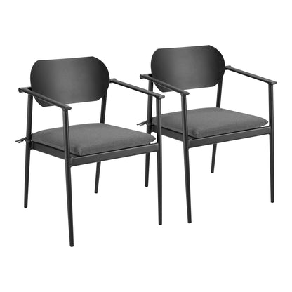 Modway - Aeris Stackable Outdoor Patio Aluminum Dining Armchair Set of 2 by Modway  Outdoor Furniture Bar and Dining Black - EEI-7148-CHA-CHA