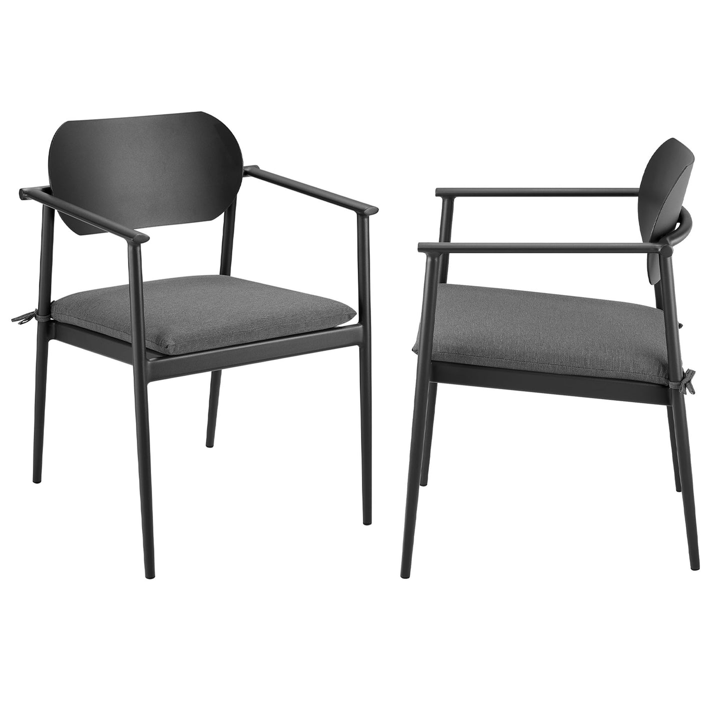 Modway - Aeris Stackable Outdoor Patio Aluminum Dining Armchair Set of 2 by Modway  Outdoor Furniture Bar and Dining Black - EEI-7148-CHA-CHA