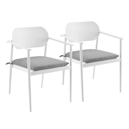 Modway - Aeris Stackable Outdoor Patio Aluminum Dining Armchair Set of 2 by Modway  Outdoor Furniture Bar and Dining White - EEI-7148-WHI-LGR
