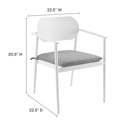 Modway - Aeris Stackable Outdoor Patio Aluminum Dining Armchair Set of 2 by Modway  Outdoor Furniture Bar and Dining White - EEI-7148-WHI-LGR