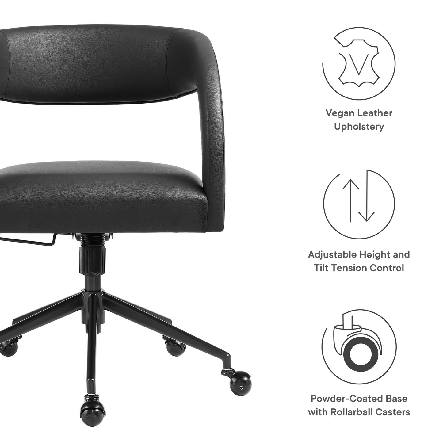 Modway - Pinnacle Vegan Leather Office Chair by Modway  Office Furniture Office Chairs Black - EEI-7150-BLK