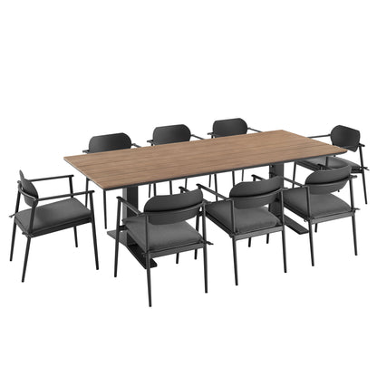 Modway - Aeris 9-Piece Outdoor Patio Aluminum Dining Set by Modway  Outdoor Furniture Bar and Dining Black - EEI-7151-CHA-CHA-SET