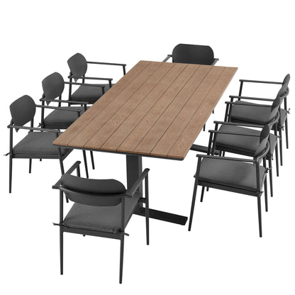 Modway - Aeris 9-Piece Outdoor Patio Aluminum Dining Set by Modway  Outdoor Furniture Bar and Dining Black - EEI-7151-CHA-CHA-SET