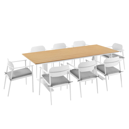 Modway - Aeris 9-Piece Outdoor Patio Aluminum Dining Set by Modway  Outdoor Furniture Bar and Dining White - EEI-7151-WHI-LGR-SET