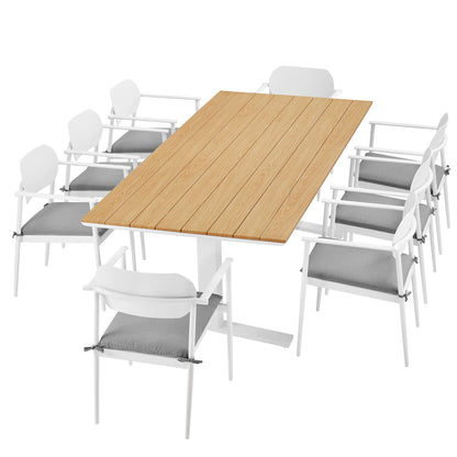 Modway - Aeris 9-Piece Outdoor Patio Aluminum Dining Set by Modway  Outdoor Furniture Bar and Dining White - EEI-7151-WHI-LGR-SET