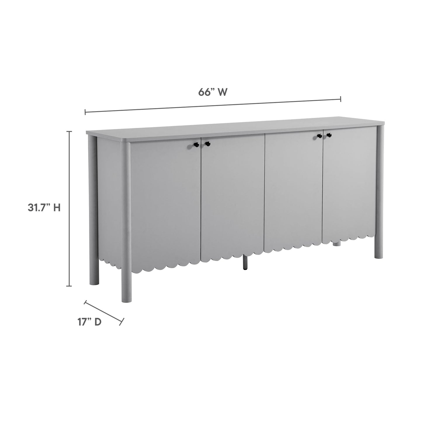 Modway - Emmeline 66" 4-Door Scalloped Sideboard Cabinet by Modway  Living Room  Gray - EEI-7153-LGR