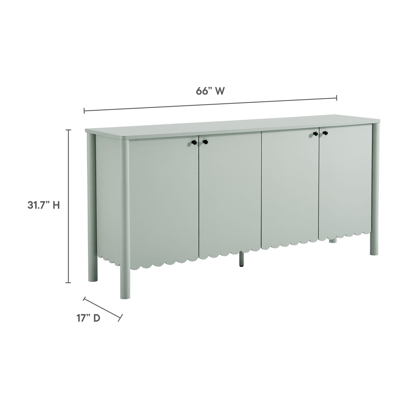 Modway - Emmeline 66" 4-Door Scalloped Sideboard Cabinet by Modway  Living Room  Green - EEI-7153-SGE