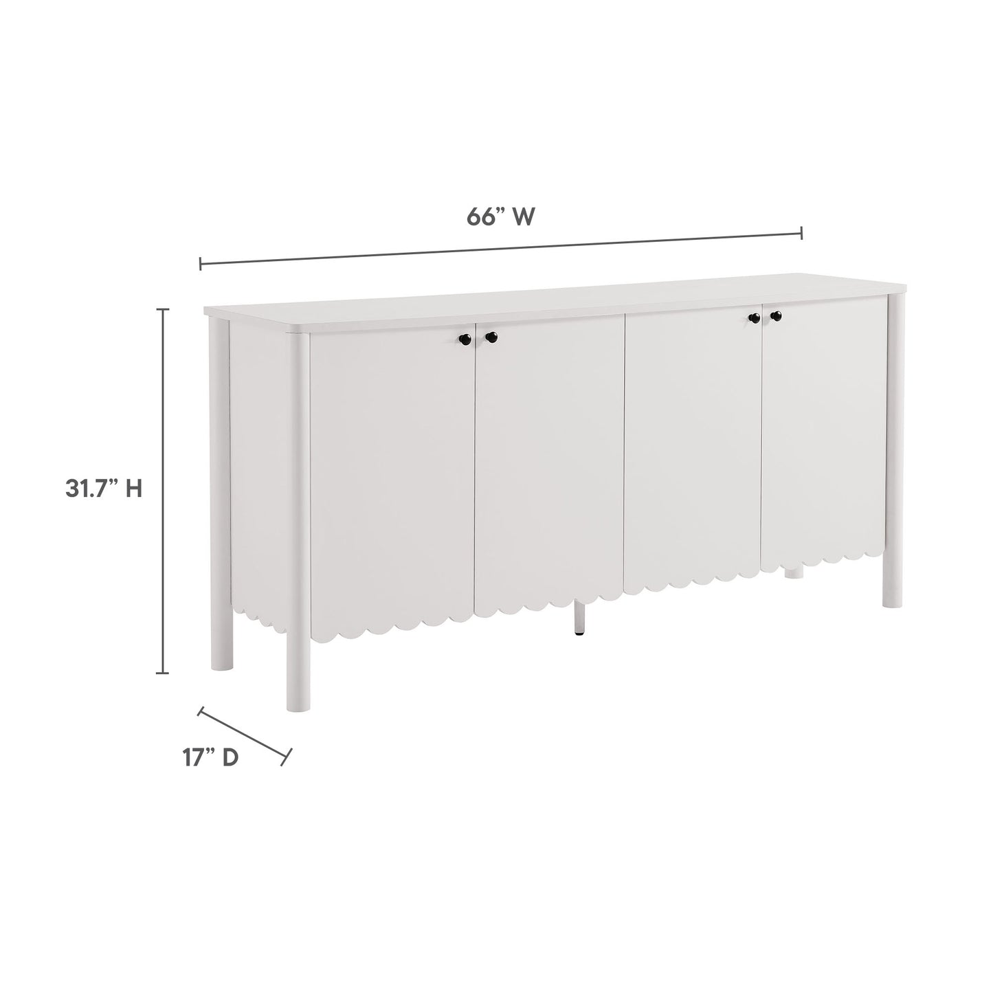Modway - Emmeline 66" 4-Door Scalloped Sideboard Cabinet by Modway  Living Room  White - EEI-7153-WHI