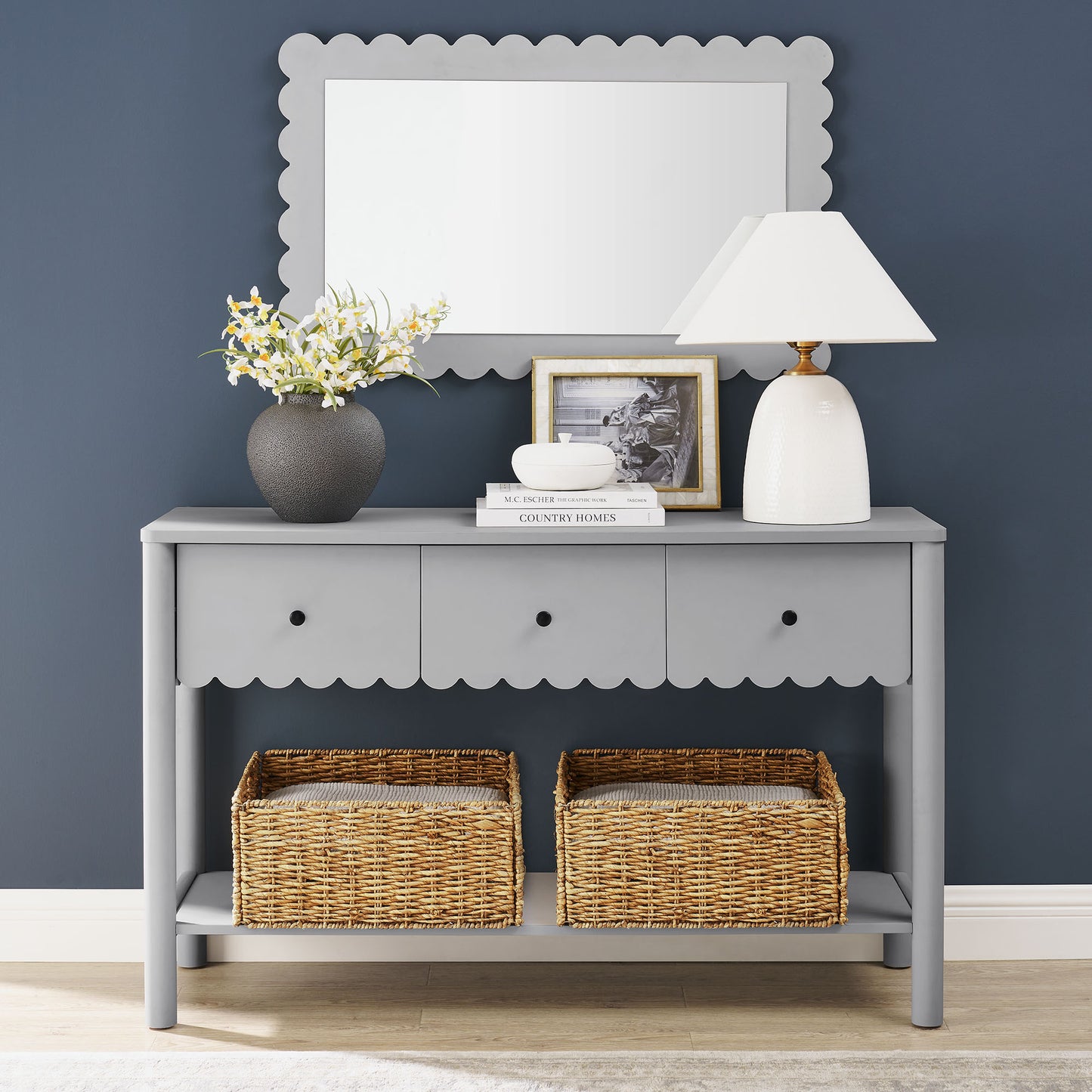 Modway - Emmeline 3-Drawer Scalloped Console Table by Modway  Living Room Tables Gray - EEI-7154-LGR