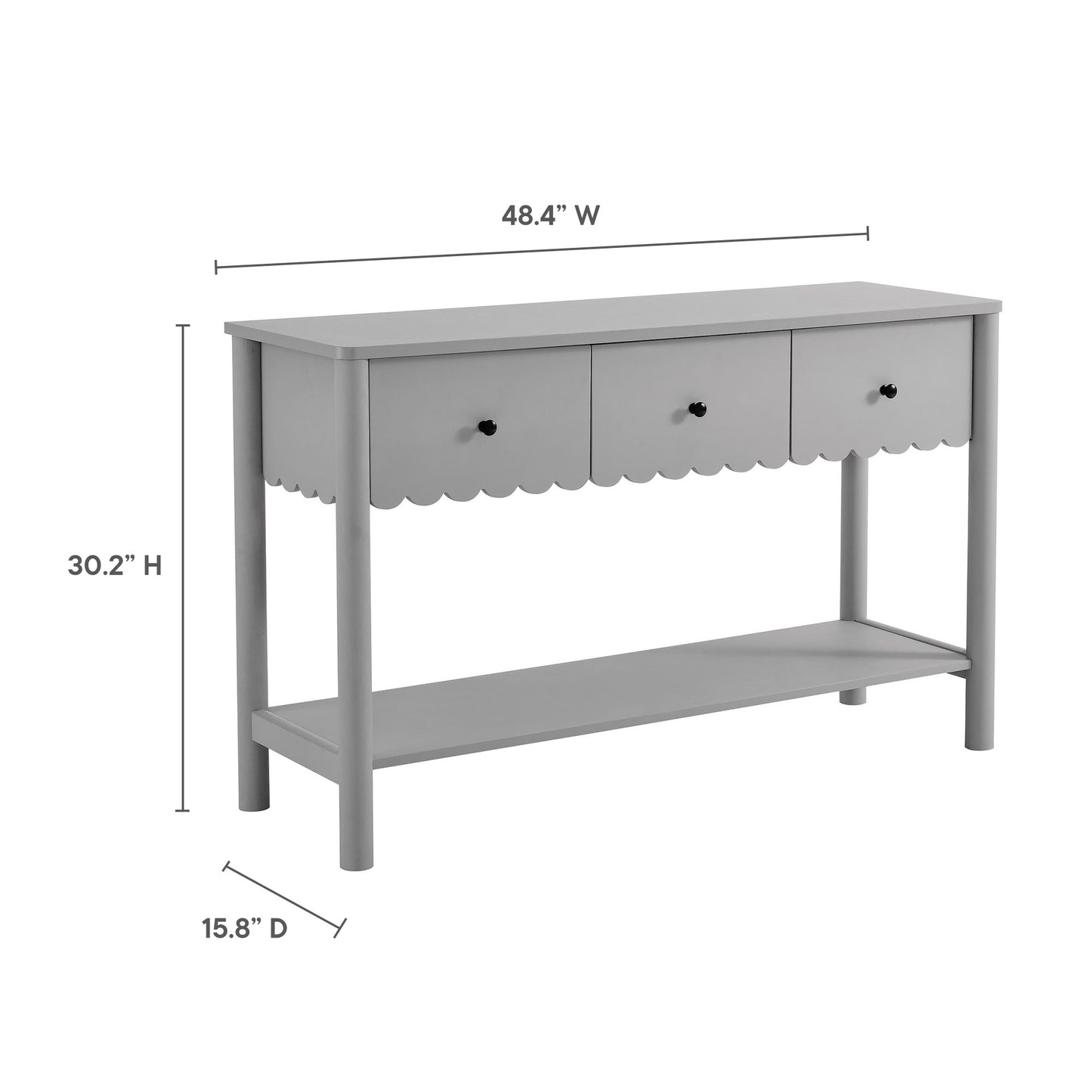 Modway - Emmeline 3-Drawer Scalloped Console Table by Modway  Living Room Tables Gray - EEI-7154-LGR