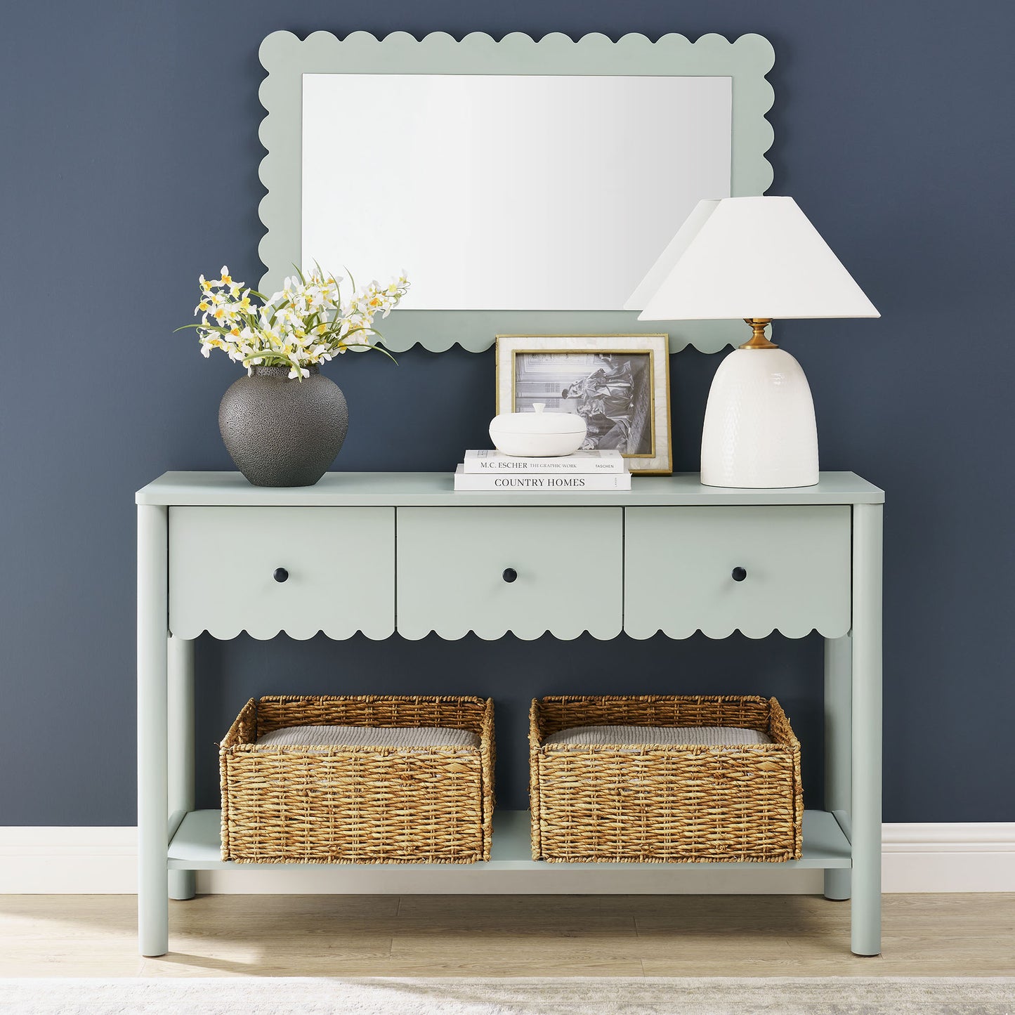 Modway - Emmeline 3-Drawer Scalloped Console Table by Modway  Living Room Tables Green - EEI-7154-SGE