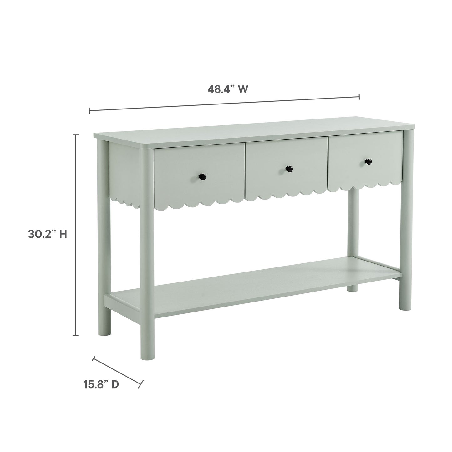 Modway - Emmeline 3-Drawer Scalloped Console Table by Modway  Living Room Tables Green - EEI-7154-SGE
