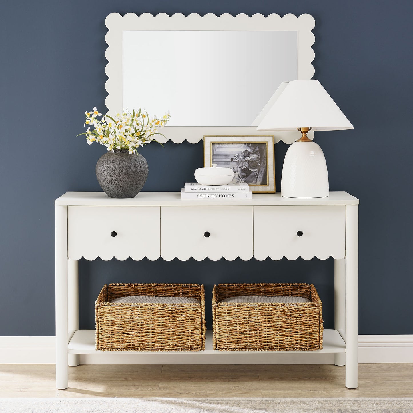 Modway - Emmeline 3-Drawer Scalloped Console Table by Modway  Living Room Tables White - EEI-7154-WHI