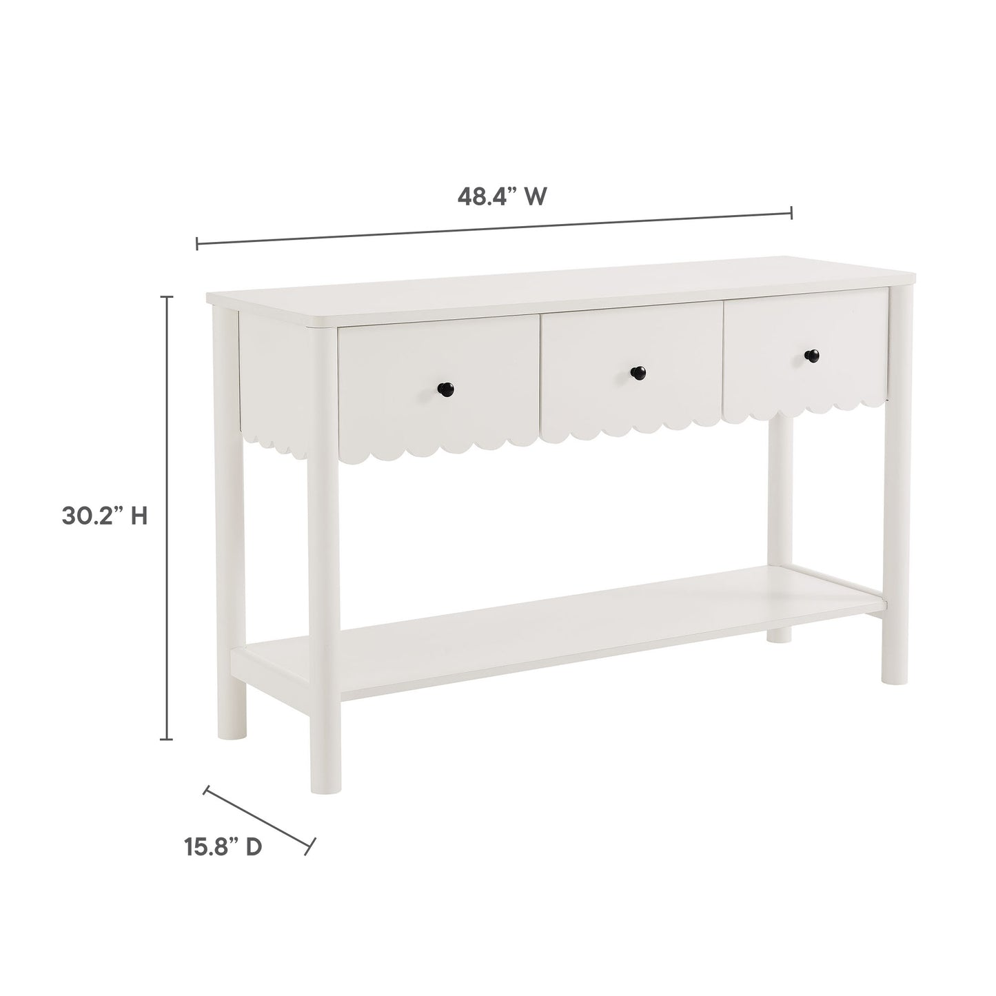 Modway - Emmeline 3-Drawer Scalloped Console Table by Modway  Living Room Tables White - EEI-7154-WHI