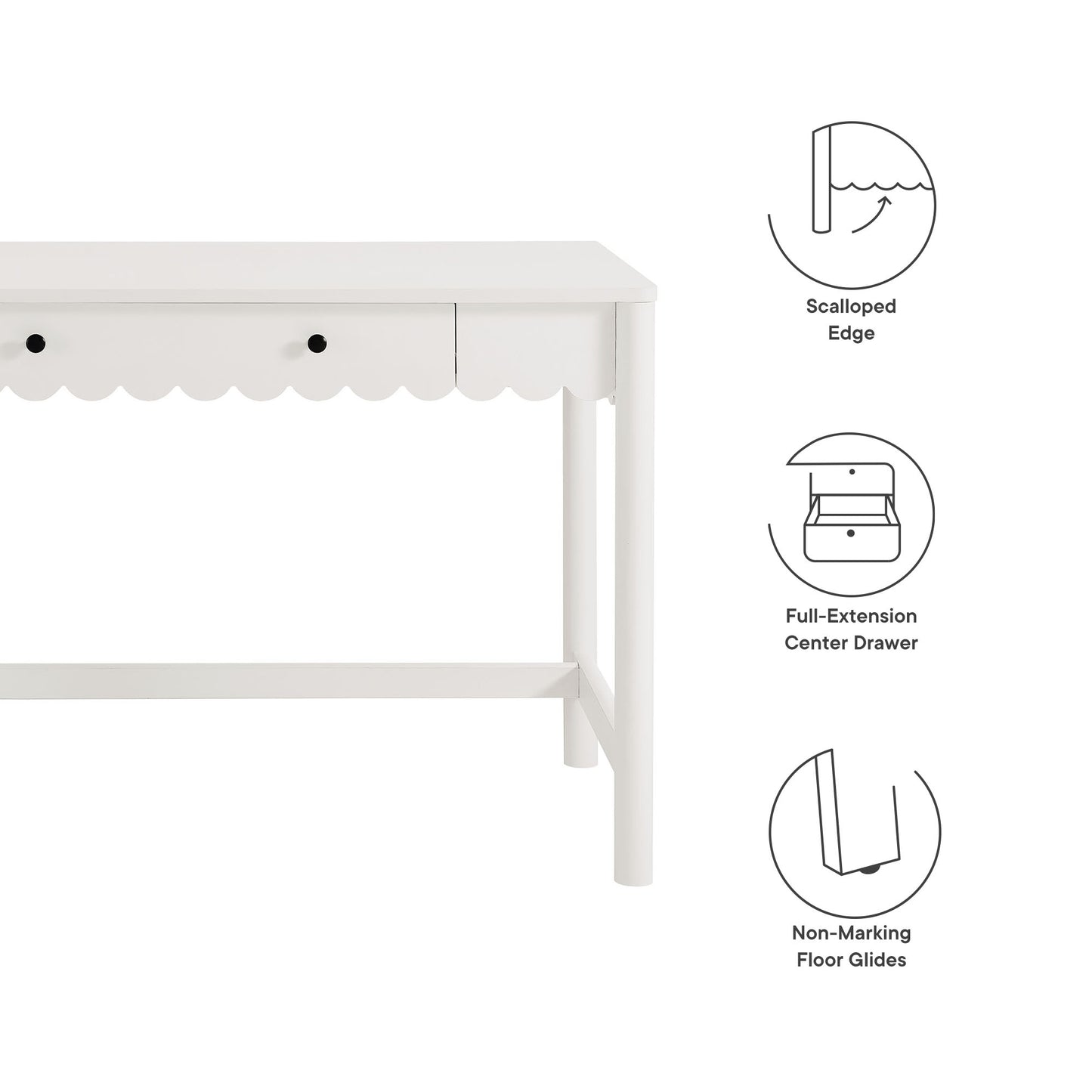 Modway - Emmeline 1-Drawer Scallop Writing Desk by Modway  Office Furniture Computer Desks White - EEI-7155-WHI