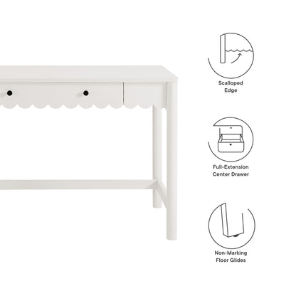 Modway - Emmeline 1-Drawer Scallop Writing Desk by Modway  Office Furniture Computer Desks White - EEI-7155-WHI