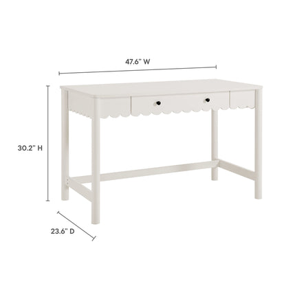 Modway - Emmeline 1-Drawer Scallop Writing Desk by Modway  Office Furniture Computer Desks White - EEI-7155-WHI