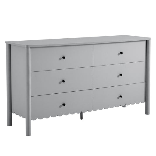 Modway - Emmeline Scalloped 6-Drawer Dresser by Modway  Bedroom Case Goods Gray - EEI-7157-LGR