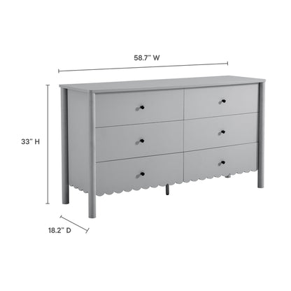 Modway - Emmeline Scalloped 6-Drawer Dresser by Modway  Bedroom Case Goods Gray - EEI-7157-LGR
