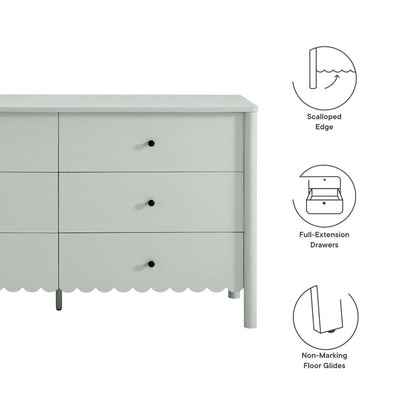 Modway - Emmeline Scalloped 6-Drawer Dresser by Modway  Bedroom Case Goods Green - EEI-7157-SGE