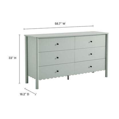 Modway - Emmeline Scalloped 6-Drawer Dresser by Modway  Bedroom Case Goods Green - EEI-7157-SGE