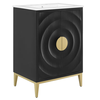 Modway - Beau 24" Wood Bathroom Vanity with Basin by Modway  Bathroom Vanities Black - EEI-7159-WHI-BLK