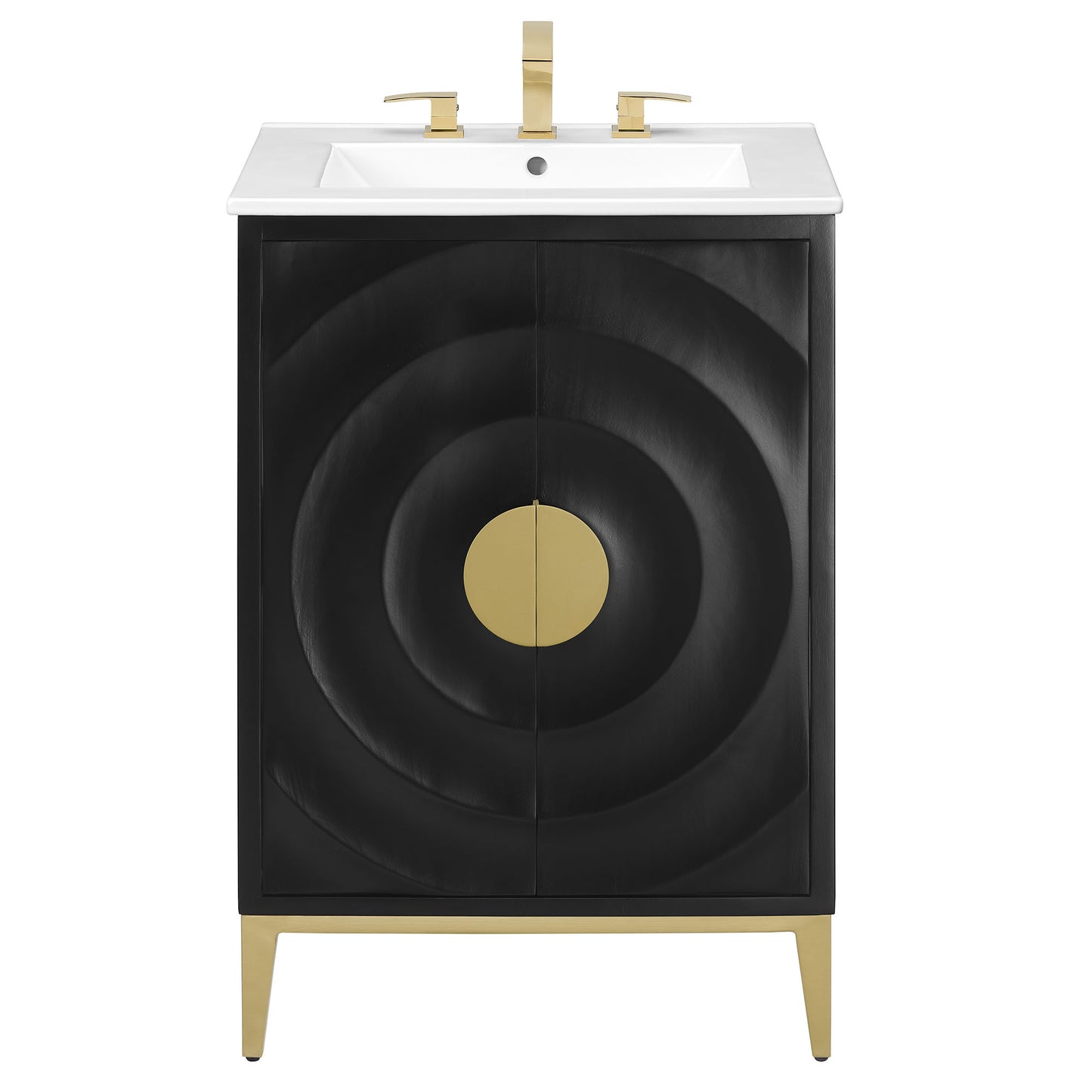 Modway - Beau 24" Wood Bathroom Vanity with Basin by Modway  Bathroom Vanities Black - EEI-7159-WHI-BLK