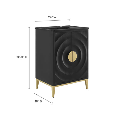 Modway - Beau 24" Wood Bathroom Vanity with Basin by Modway  Bathroom Vanities Black - EEI-7160-BLK-BLK