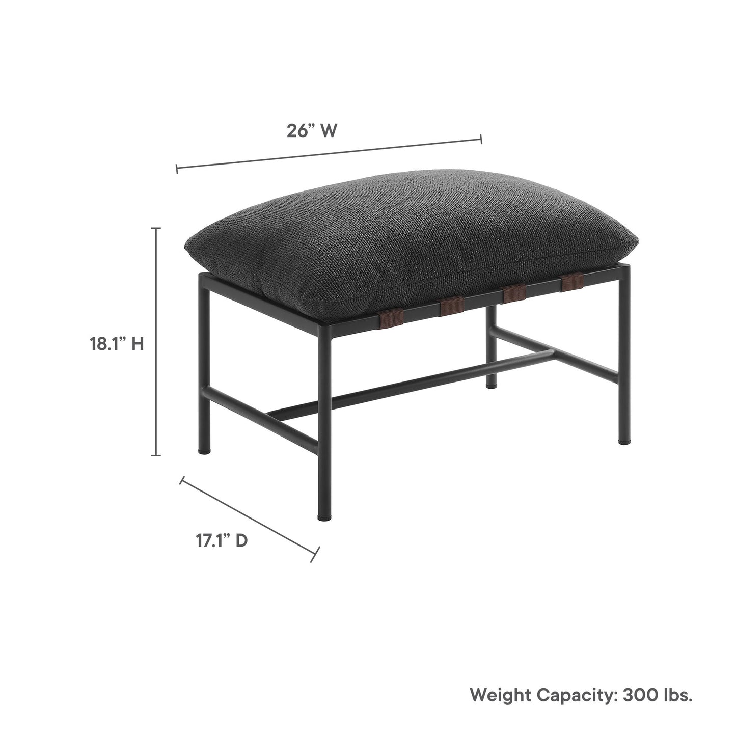 Modway - Raya Outdoor Patio Boucle Ottoman by Modway  Outdoor Furniture Sofa Sectionals Gray - EEI-7161-CHA