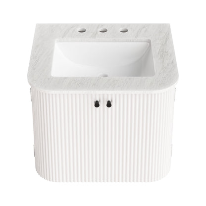 Modway - Zia 24" Wall-Mount Bathroom Vanity with Marble Sink by Modway  Bathroom Vanities Ivory - EEI-7162-IVO