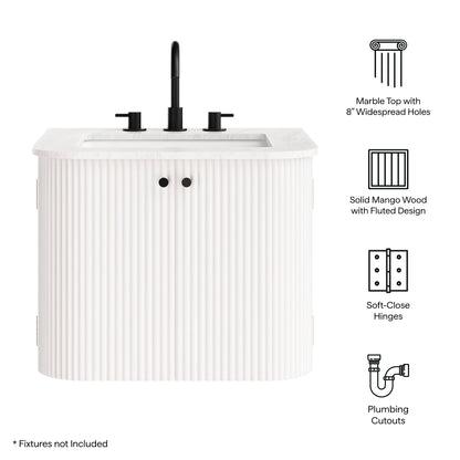 Modway - Zia 24" Wall-Mount Bathroom Vanity with Marble Sink by Modway  Bathroom Vanities Ivory - EEI-7162-IVO